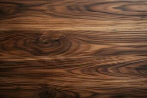 Black walnut wood known for its dark brown color and rich intricate patterns wood texture, AI Generated photo