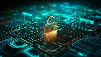 smartphone with digital padlock. Cyber security and data protection information privacy internet technology concept. ai generative photo