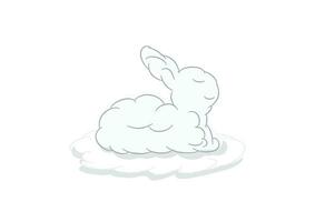 rabbit shape in white cloud on background vector