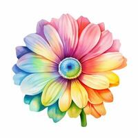 Bright colorful watercolor flower, abstract plant, clipart on a white background. Generative AI photo