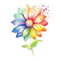 Bright colorful watercolor flower, abstract plant, clipart on a white background. Generative AI photo