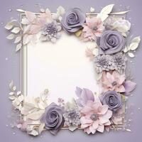 Cute Lavender Elegance Floral Frame watercolor, AI Generated, AI Generated photo