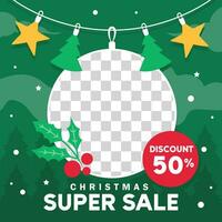 Christmas sale vector illustration.Christmas template for sale banner, design for social media. Vector eps 10