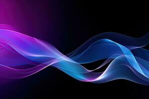 Blue purple gradient abstract background with smoke, neon, glow effect. Generative AI photo