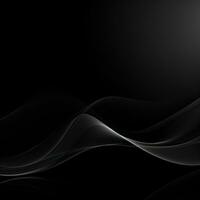 Simple black background, empty space for text, smoke, waves. Generative AI photo