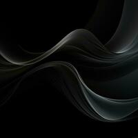 Simple black background, empty space for text, smoke, waves. Generative AI photo
