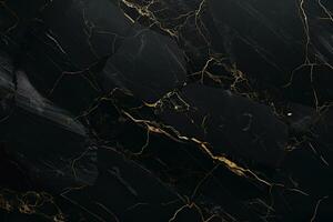 Marble texture, background, surface, black color. Generative AI photo