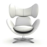 Trendy white armchair. Furniture, interior, isolated element on white background. Generative AI photo