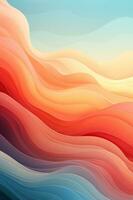 Multicolored gradient background. Abstract lines, waves, liquid effect, plastic, fabric. Banner, poster, wallpaper. Generative AI photo