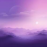 Purple night landscape, image of nature, sky, mountains. Generative AI photo