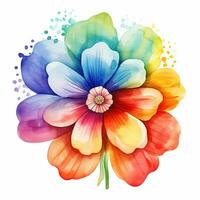 Bright colorful watercolor flower, abstract plant, clipart on a white background. Generative AI photo