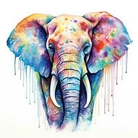 vistoso imagen de elefante, acuarela ilustración aislado en blanco antecedentes. generativo ai foto