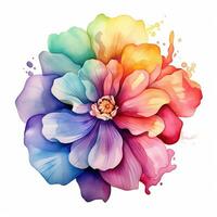 Bright colorful watercolor flower, abstract plant, clipart on a white background. Generative AI photo