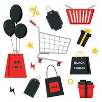 Black Friday set objects vector