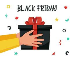 Gift box in the hands black friday vector