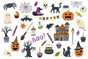 Set of Halloween objects vector