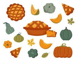Pumpkin pie and pumpkins vector