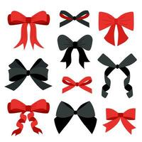 Set of black and red bows vector