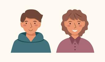 Teenager boy and girl avatars vector