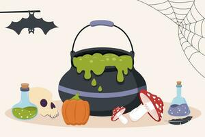 Halloween background with witch potion vector