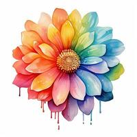 Bright colorful watercolor flower, abstract plant, clipart on a white background. Generative AI photo