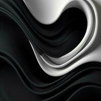 Elegant black and white background with waves. Smooth gradient, glow, neon. Banner design, place for text. Generative AI photo