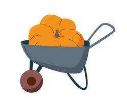 Cart with pumpkin vector