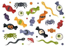 Set of Halloween candies vector