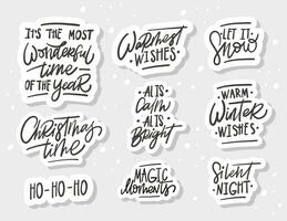 Big collection of handwritten christmas lettering. vector