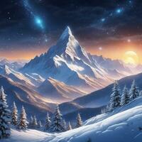 Snowy Peaks and Starry Nights Winter Mountain Magic photo