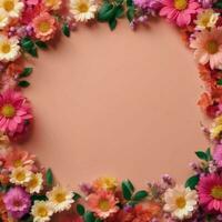 Simple colored background with flowers photo