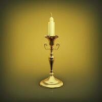 There is a candlestick hanging on a stand against a light gold background. AI Generative photo