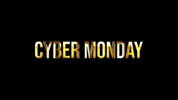 Loop Cyber Monday gold text shine light motion animation video