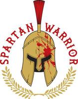 Ancient Spartan Helmet - Warrior and Laurel Wreath Color. Vector Illustration.