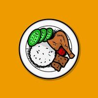 Indonesian Traditional Rice Food Simple Flat Design vector