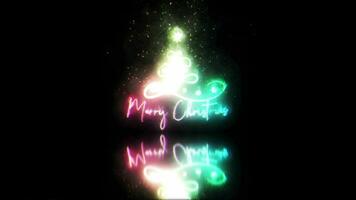 Merry Christmas colorful neon text animation cinematic title background video