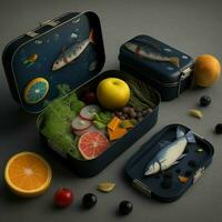 Zero waste plastic-free lunch boxes. AI Generative photo