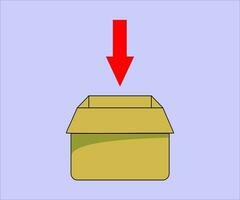 Box illustration Vector with an arrows pointing inward