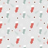 Christmas pattern with toys in doodle style, in boho colors vector