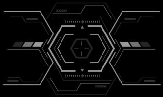 HUD sci-fi interface screen view white geometric on black design virtual reality futuristic technology creative display vector