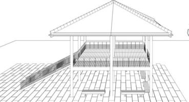 3D illustration of building project vector