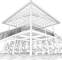 3D illustration of building project vector