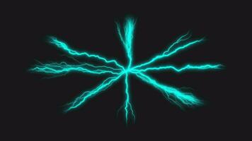Abstract loop center blue electric lightning on black background video