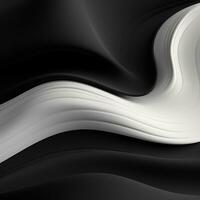 Elegant black and white background with waves. Smooth gradient, glow, neon. Banner design, place for text. Generative AI photo