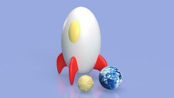 The rocket and planet for education or sci concept 3d rendering photo