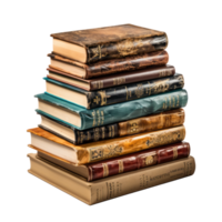 Pile of old books on transparent background, created with generative AI png