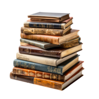 Pile of old books on transparent background, created with generative AI png