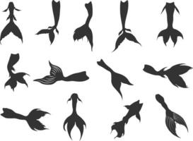 Mermaid tails silhouette, Tail silhouettes vector