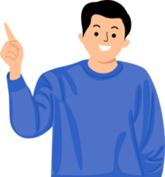young man pointing index finger at copy space png