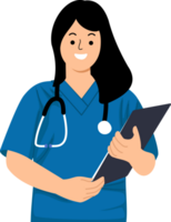 woman nurse holding clipboard png